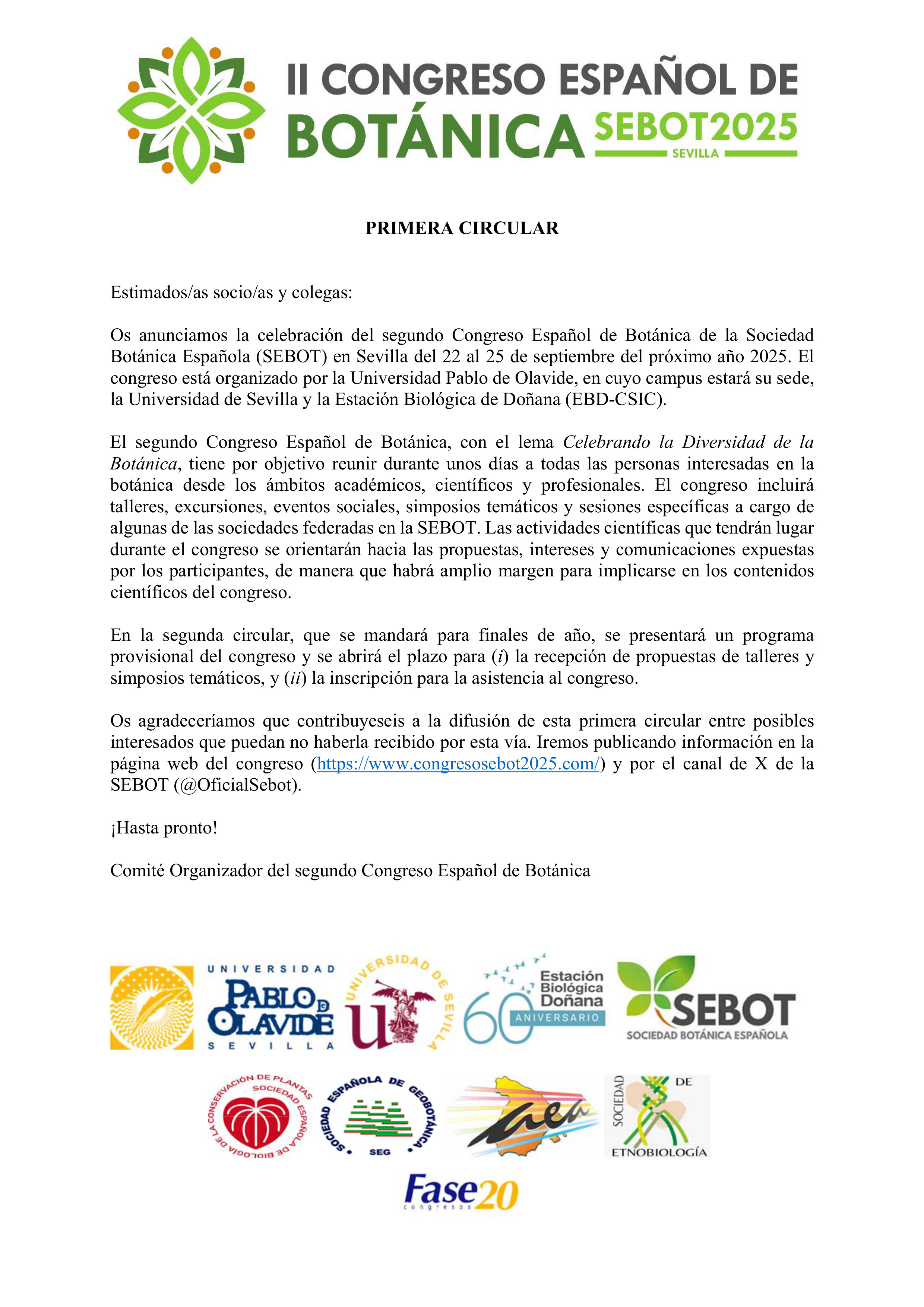 II CONGRESO ESPAÑOL DE BOTÁNICA SEVILLA 2025 - 1º