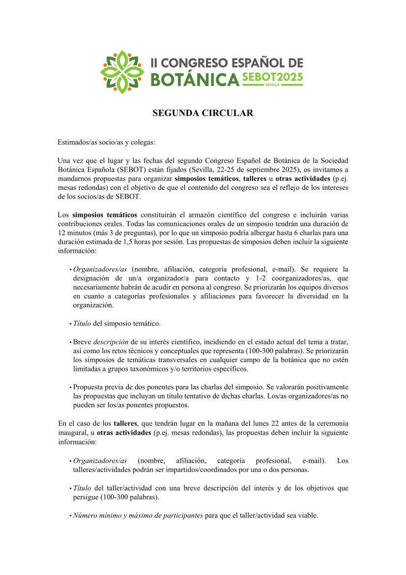II CONGRESO ESPAÑOL DE BOTÁNICA SEVILLA 2025 - 2º